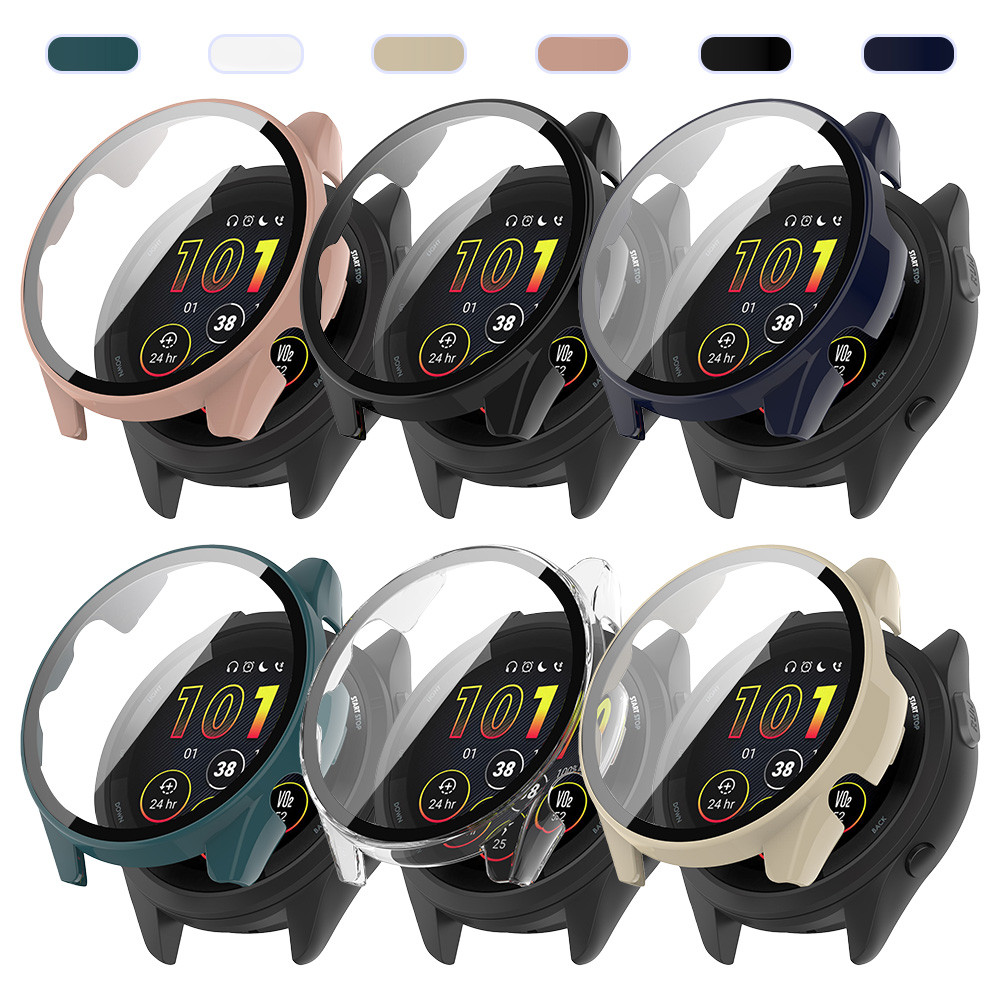 Ốp PC Kính Cường Lực Chống Gores Cho Garmin Forerunner 165 / 165 Bảo Vệ Màn Hình Âm Nhạc Ốp Lưng Bao