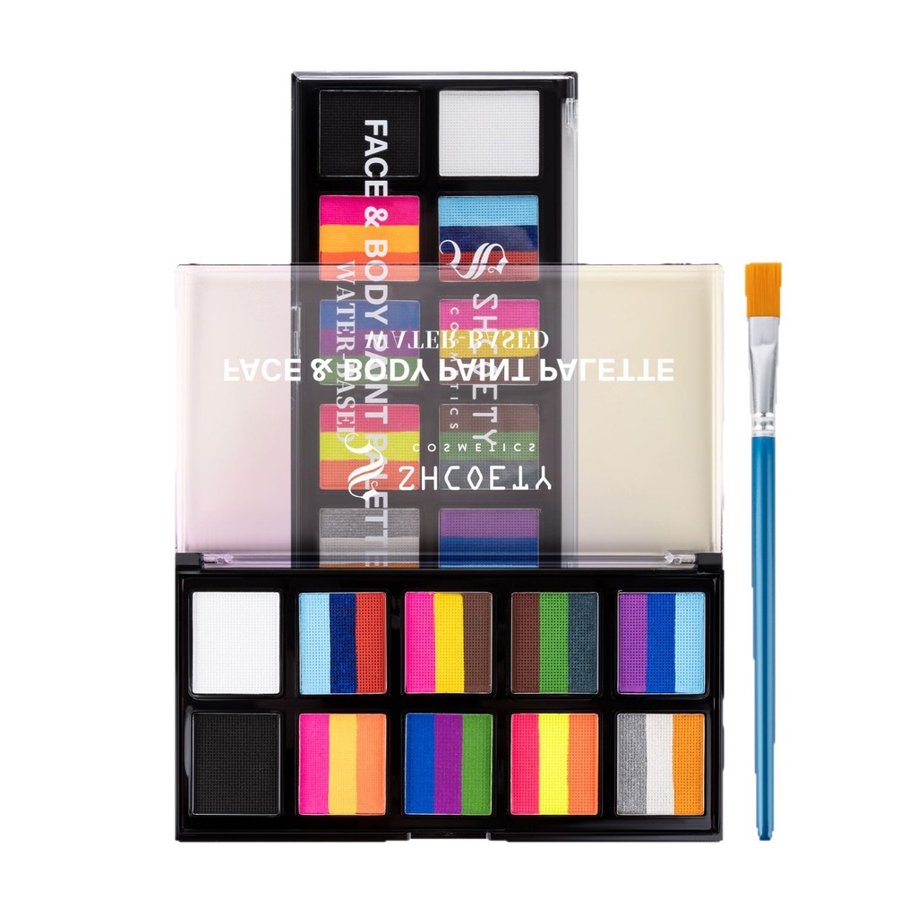 [Hàng có sẵn] SHCOETY 10 Lưới Rainbow Strip Body Paint Paint Water-Souble Drama Stage Makeup Facial 