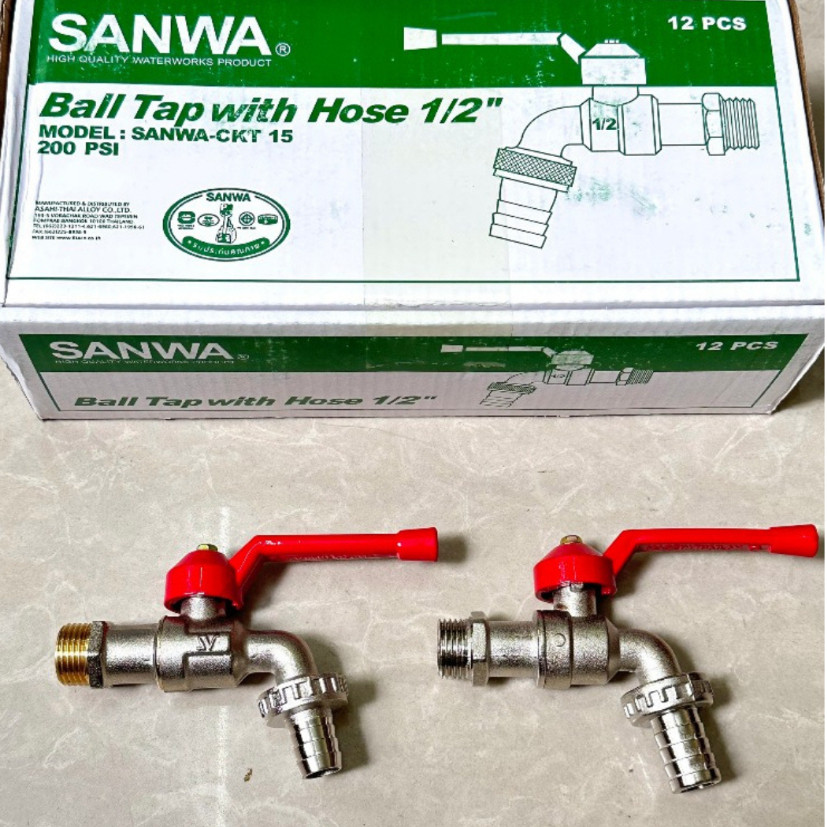 Vòi hồ xả nước Sanwa - Vòi bằng Đồng Ren 21/Ren 27