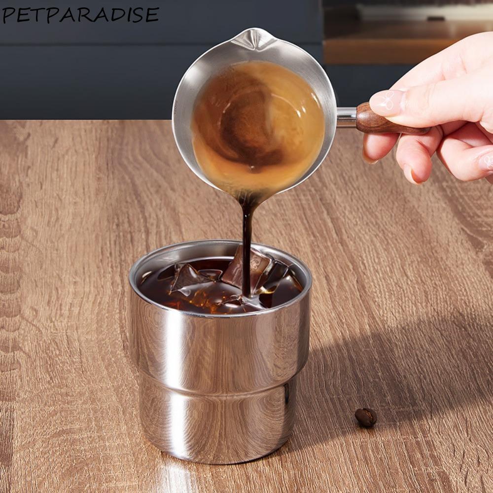 Cốc đo Espresso PETPARADISE, Cốc chiết cà phê tay cầm bằng thép không gỉ 304, Hộ gia đình có quy mô 