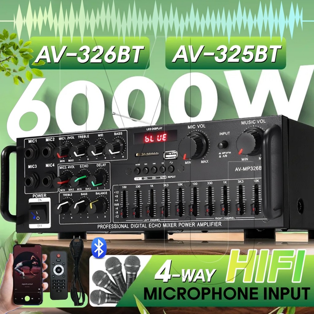 Ampli Bluetooth Sunbuck 6000W 326BT 5.0, Ampli âm thanh nổi gia đình