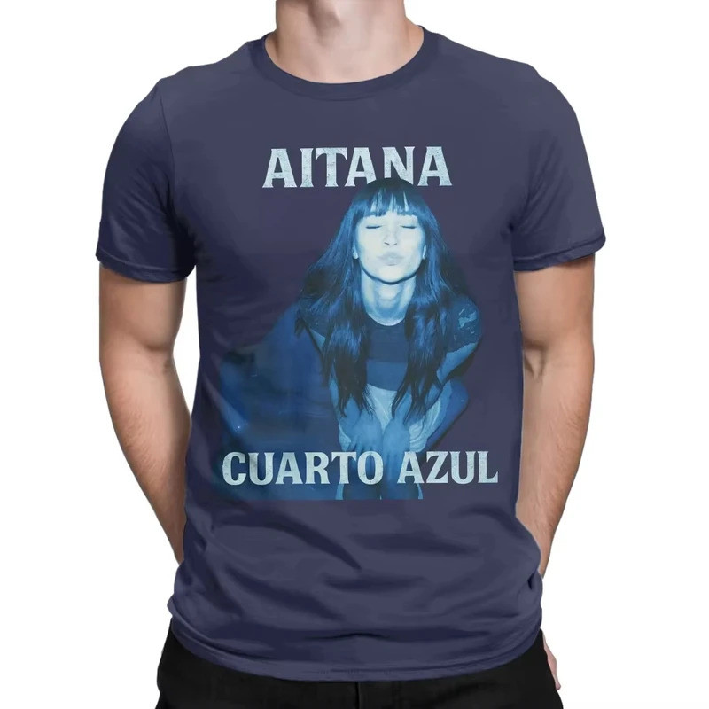 Aitana CUARTO AZUL Tour 2026 Nam Nữ In Hình Áo Sơ Mi Điên Tee Tay Ngắn Cổ Tròn Áo Thun Cotton Nguyên
