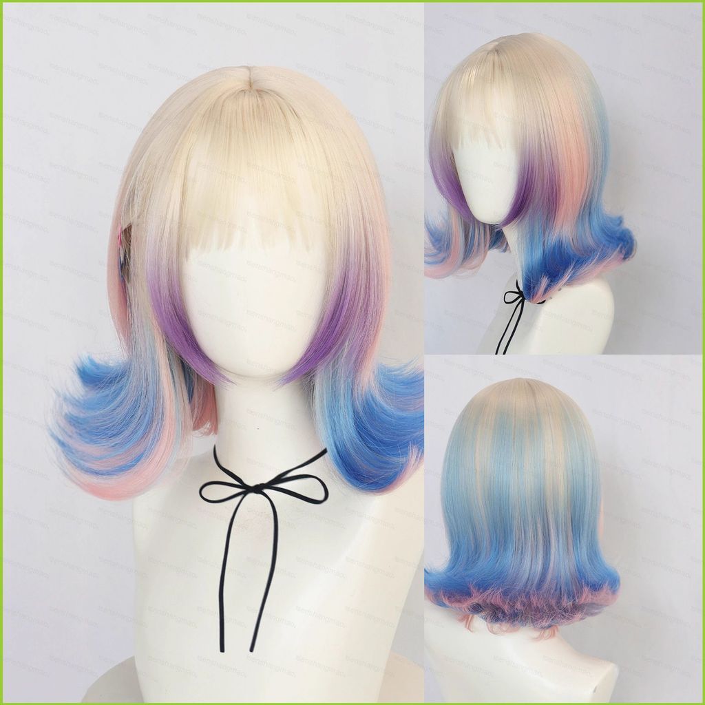 PS2 Thứ Tư Mùa 2 Enid Sinclair‌ Cosplay Tóc giả đầy màu sắc lật ngược tóc ngắn SP2