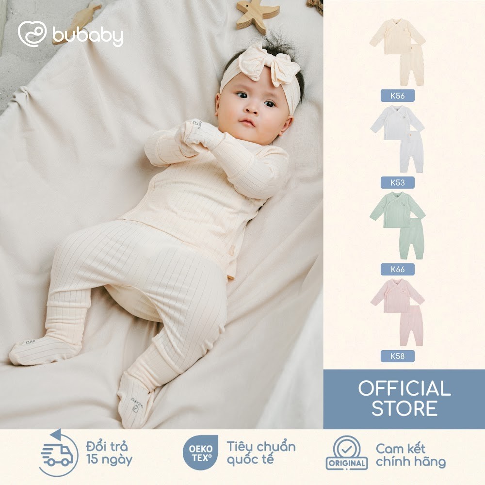 BU Baby Bộ dài tay cài chéo mầu sắc hàn quốc sang xinh yêu | Quần áo sơ sinh bé trai bé gái cao cấp 