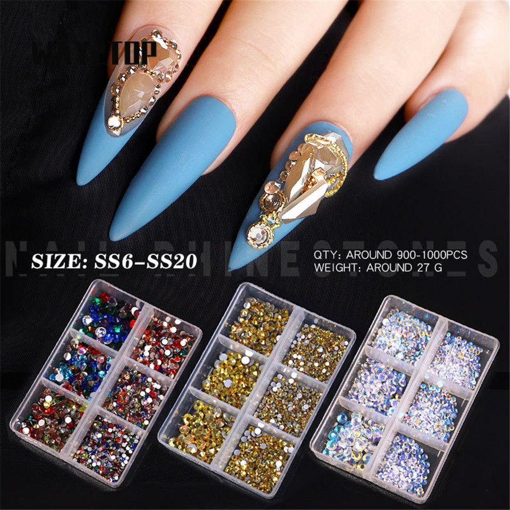 WAY2TOP 1000 Cái Nail Art Nail Beauty Glitter AB Crystal