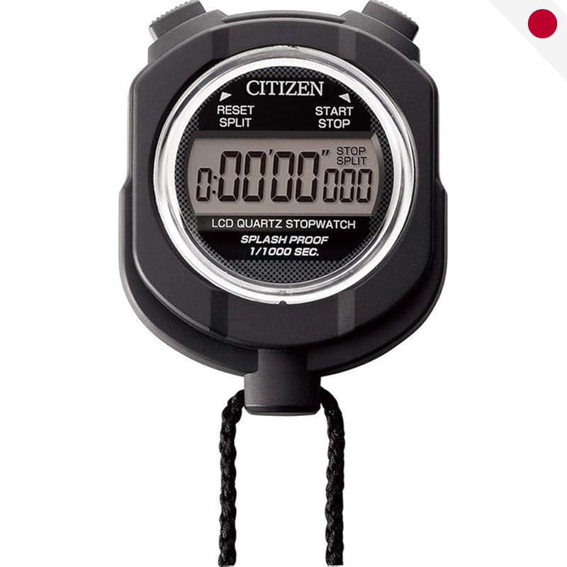 Đồng hồ bấm giờ kỹ thuật số Rhythm Citizen 055, chống nước, màu đen (Mã: CITIZEN 8RDA55-002)