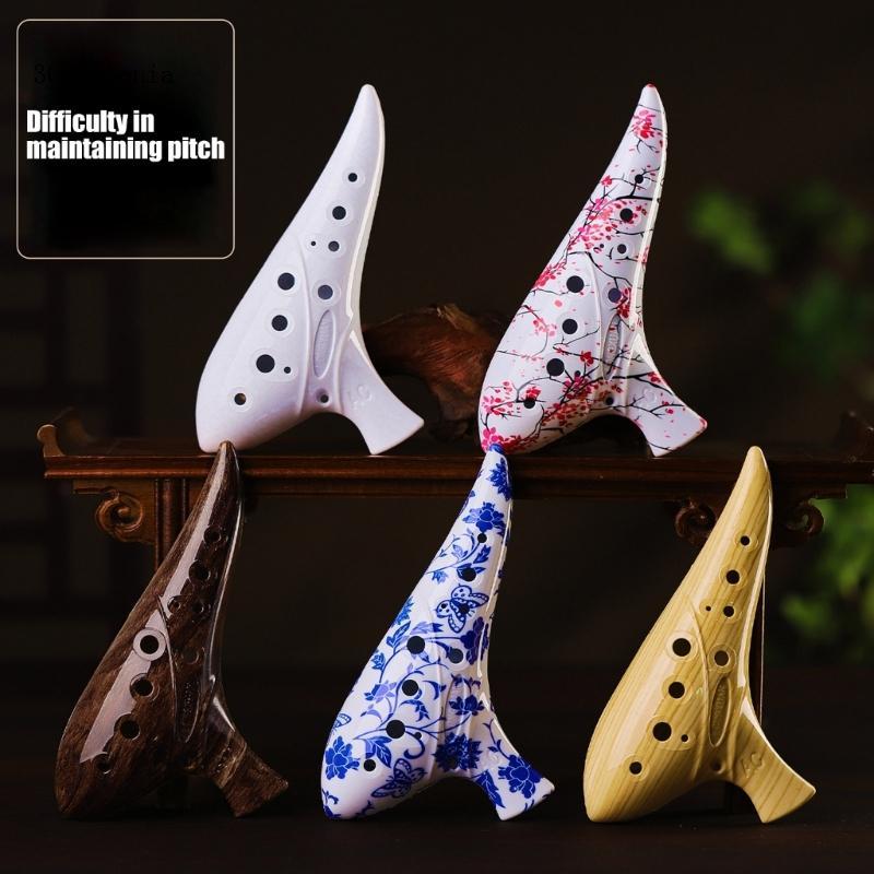 BO Gốm sứ cao cấp 12 lỗ Ocarina di động dành cho người đam mê âm nhạc và học sinh