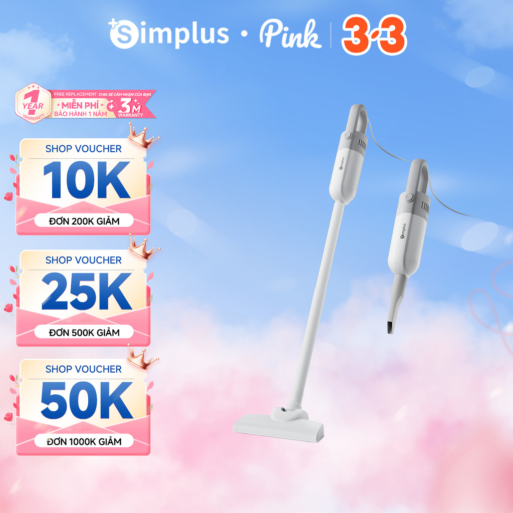 Simplus Pink Máy hút bụi cầm tay 14000Pa - Máy hút bụi có dây, lực hút mạnh XCQH002