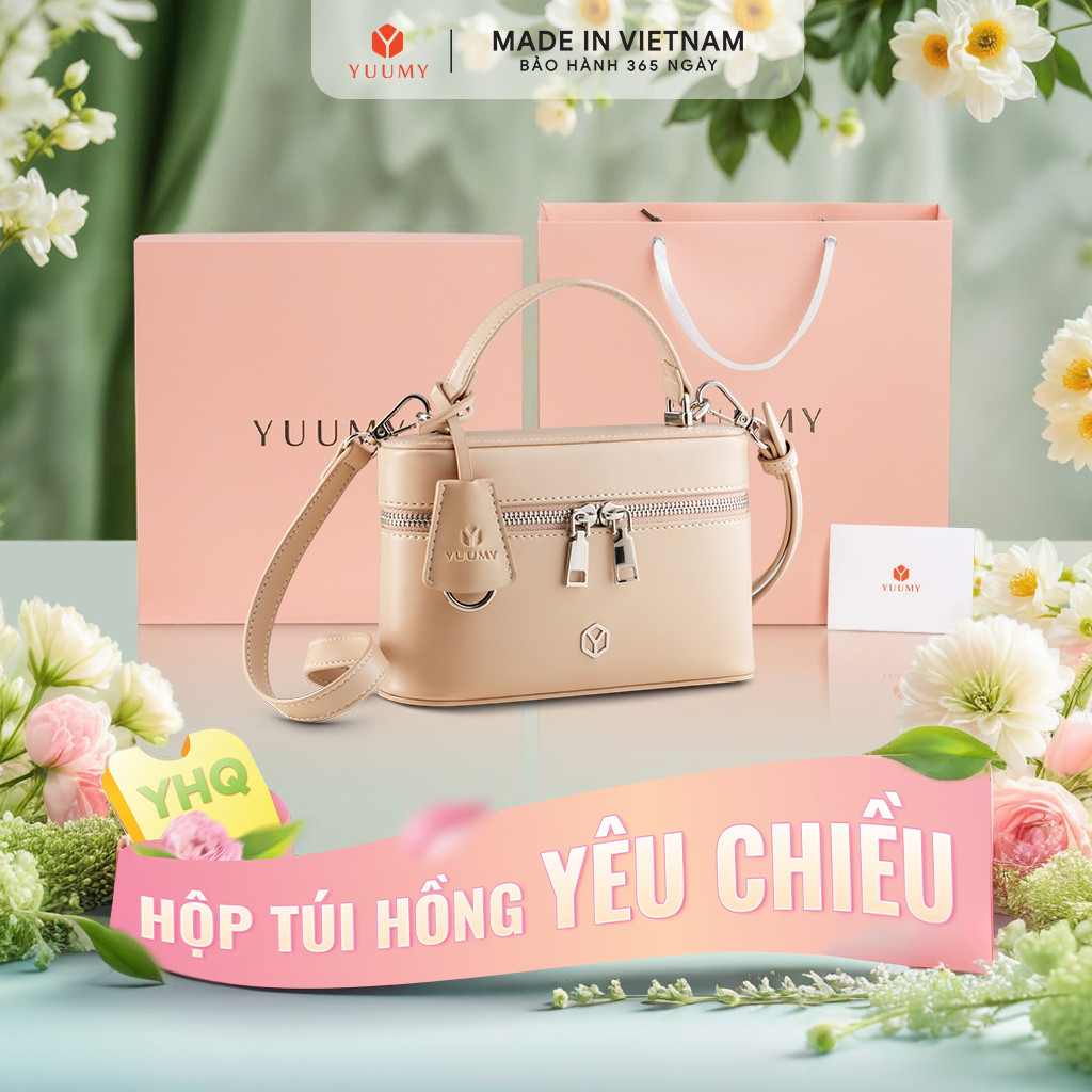 Bộ hộp quà YUUMY (Túi đeo chéo nữ YUUMY YN291 + Hộp quà YHQ2 + Túi giấy YTG2 + Túi rút BVR3838 + Thi