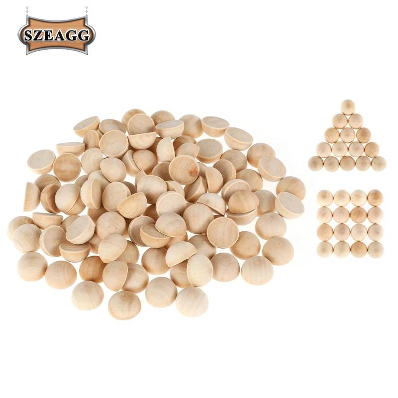 100 Quả Bóng Gỗ, Quả Bóng Nửa Bằng Gỗ, Quả Bóng Tròn Cho Các Dự Án DIY Và Trang Trí Bàn Trẻ Em.
