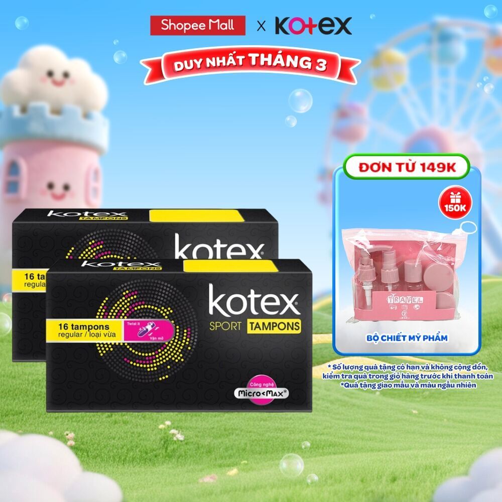 [Live Độc Quyền] Combo 2 hộp Băng vệ sinh Kotex Tampon 16 miếng