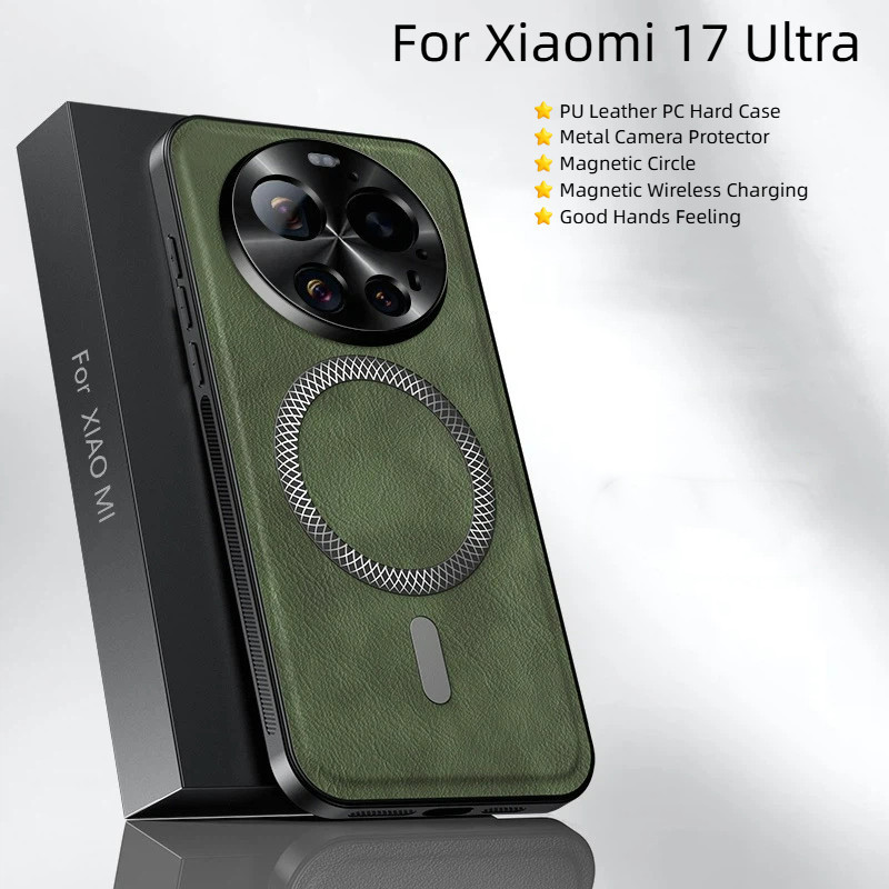 Dành Cho Xiaomi 17 Ultra 17Ultra 14 Ultra 15Ultra Ốp Lưng Da PU Sang Trọng PC Cứng Tích Hợp Vòng Trò