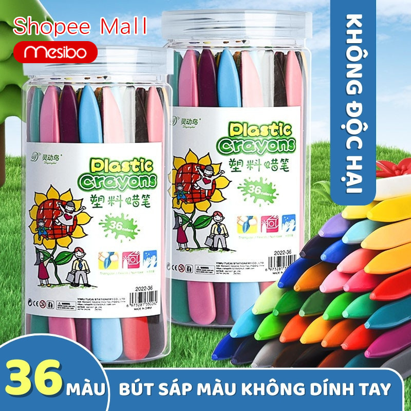Màu sáp dầu, bút sáp lụa vặn hữu cơ Mesibo Crayon12-24-36 màu