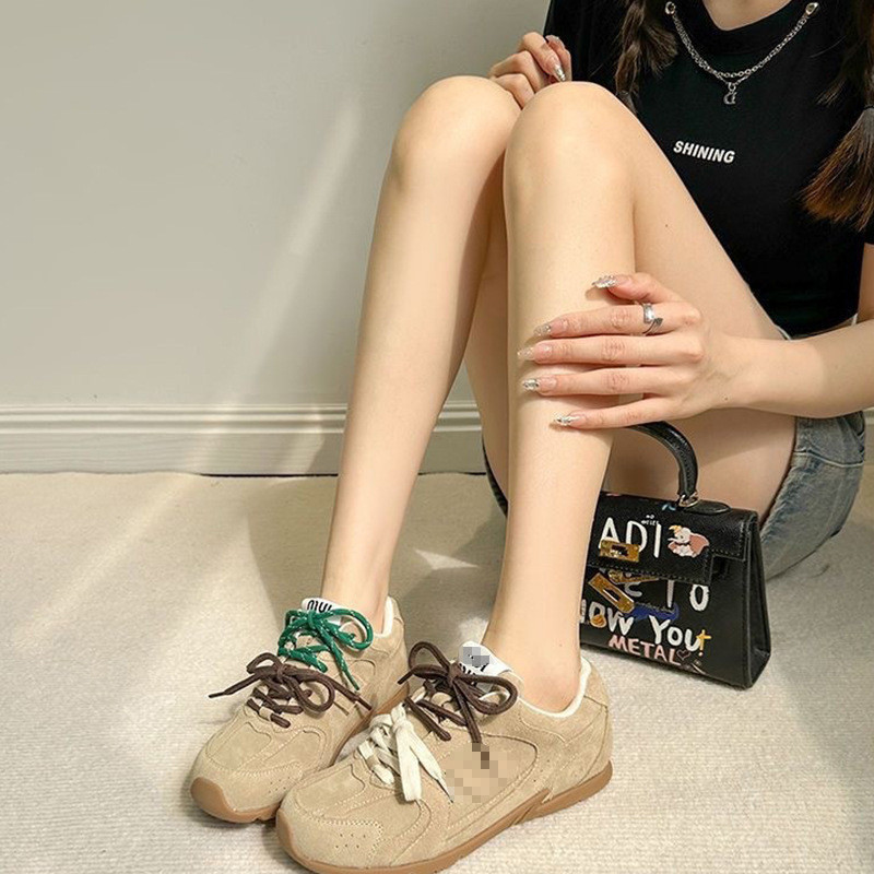 Da bò thật chính hãng Mumu MIUmiu x 530 Giày tập luyện Đức, Dây giày ren, Giày Forrest Gump cổ điển 