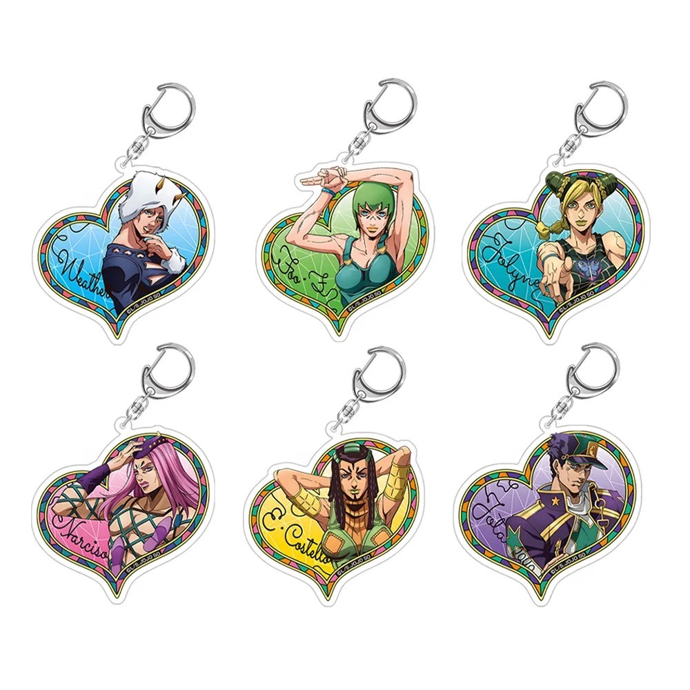 Móc khóa Anime JoJos Bizarre Adventure Stone Ocean Jolyne Jotaro Ermes Foo Fighters Anasui hình trái