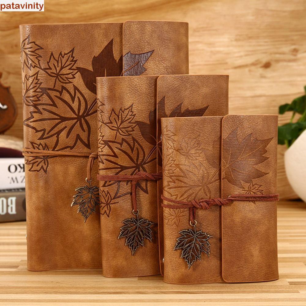 PATAVINITY Travelers Vintage Notebook, A7 / A6 / A5 Giấy Kraft PU Da Kraft Notebook, Loose-leaf Note
