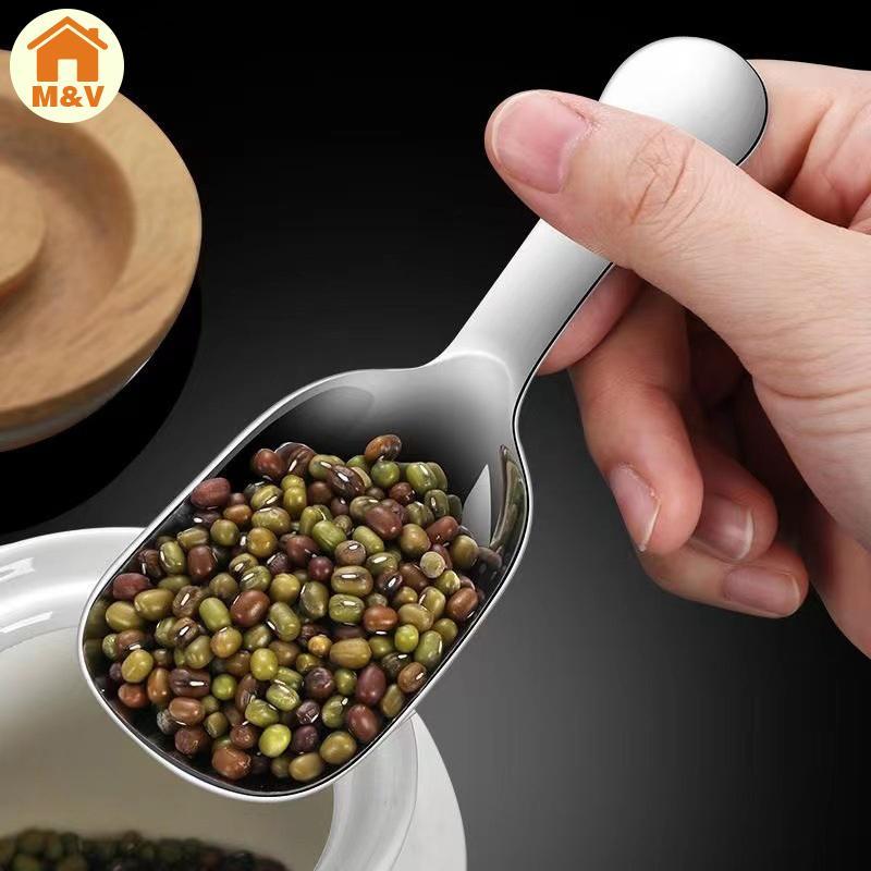 M & V Bánh Inox Tráng Miệng Thìa Tay Cầm Ngắn Thìa Vuông Mini Dễ Thương Trà Thìa Muối Thìa Cà Phê Th
