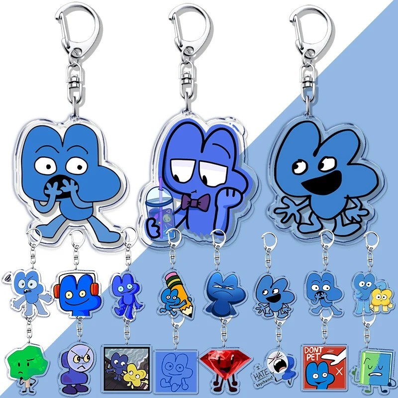 Móc khóa Acrylic BFB Four X dễ thương Battle for Dream Island nhân vật số 4 xanh dương phụ kiện treo