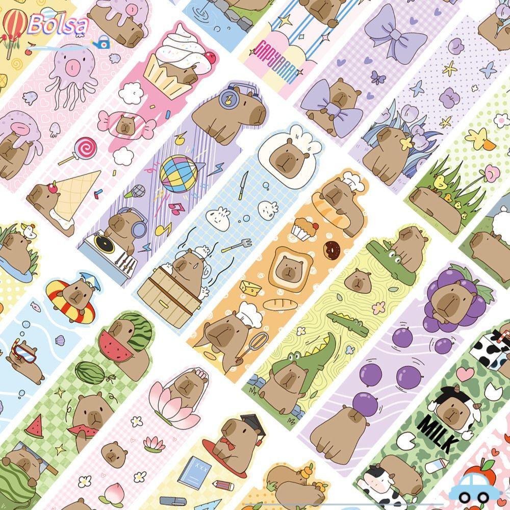 BOLSA 30 Cái / bộ Nhãn Sách Đọc Sách, Trang Trí Sách Đọc Sách Văn Phòng Phẩm Capybara Bookmark, Tran