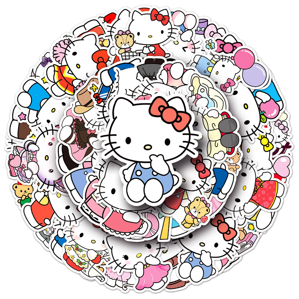 50 Tờ Hello Kitty Dán Sanrio KT Cat hello kitty Sanrio Chống Nước Trang Trí Vỏ Điện Thoại Dán 2026.3