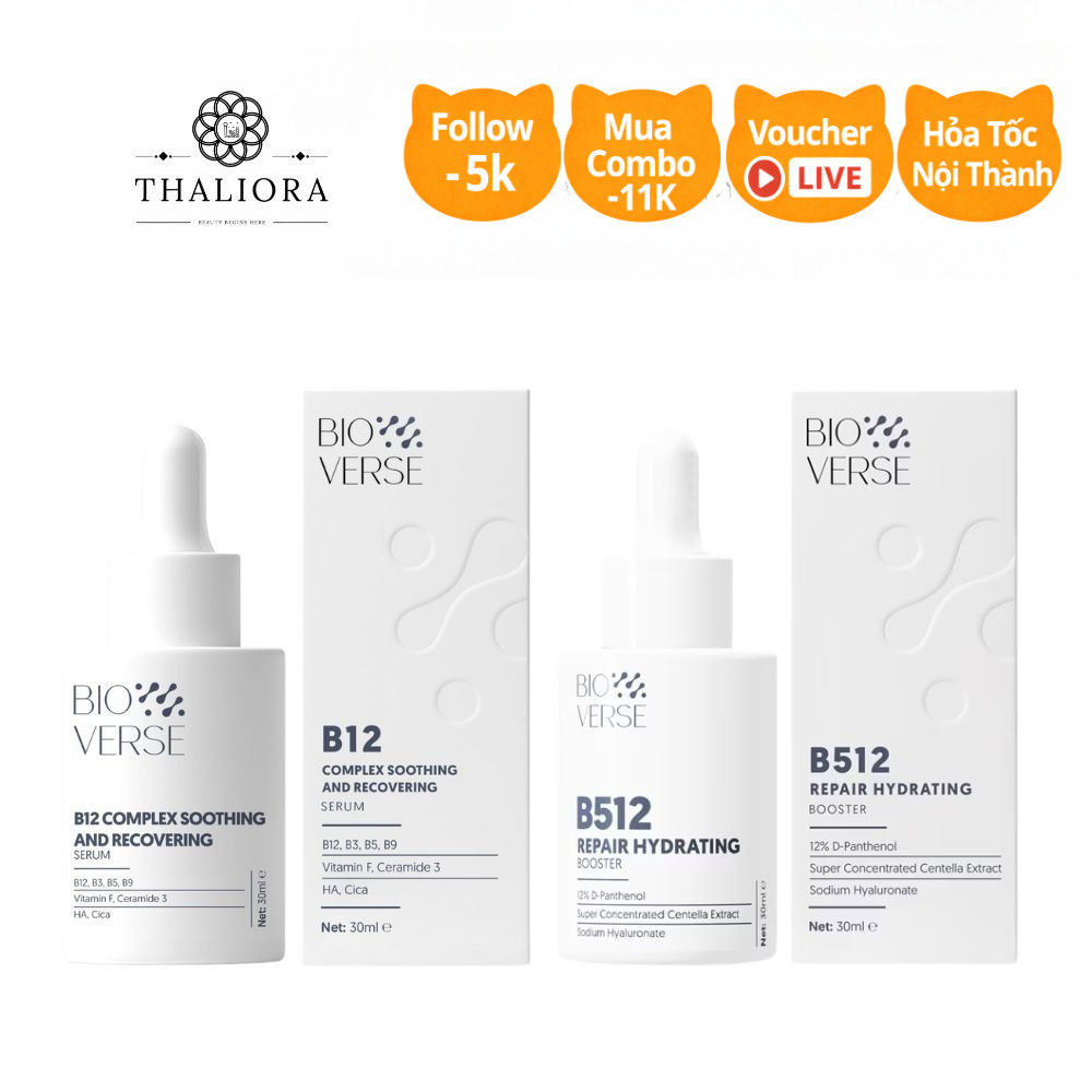 Tinh chất Bioverse B12, B512 phục hồi, giảm kích ứng, giảm đỏ