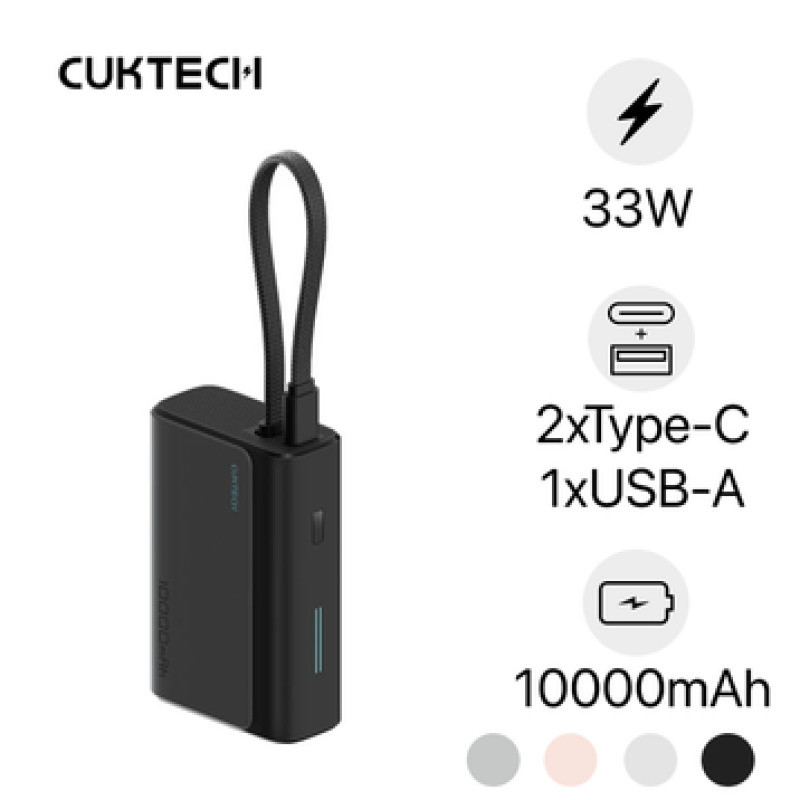 Pin dự phòng Cuktech CP133L 10000mAh 33W tích hợp cáp Type-C LPB100
