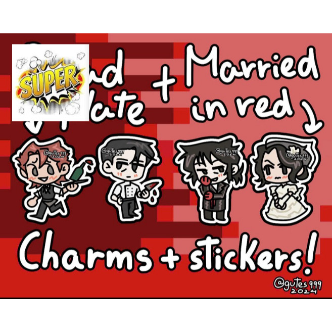 Móc khoá Dead plate and Married in red keychains vincent, rody, bok su, da jeong