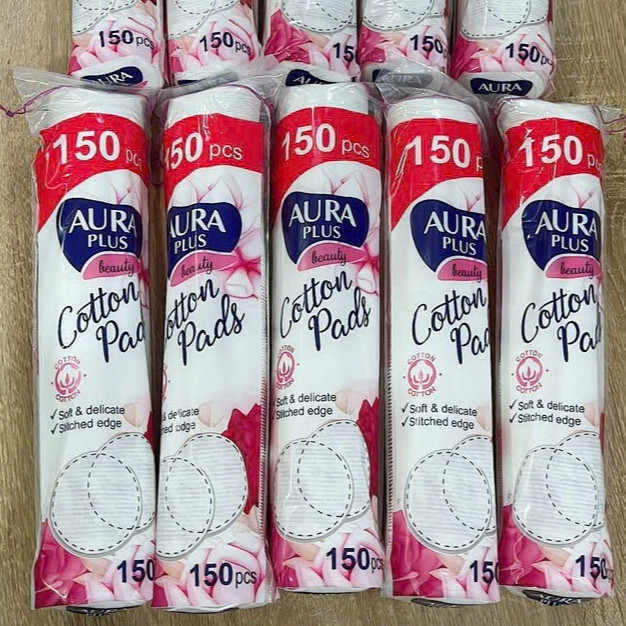 [Tem Phụ] Bông Tẩy Trang Aura Plus Beauty (150 Miếng) Kết Cấu Mềm Mịn, Làm Sạch Sâu - Jron Beauty