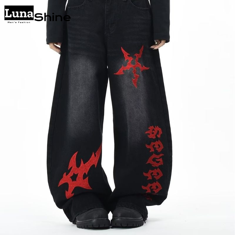 LS Nam Nữ Retro Street Cao Cấp Gothic Thêu Nam Nữ ·