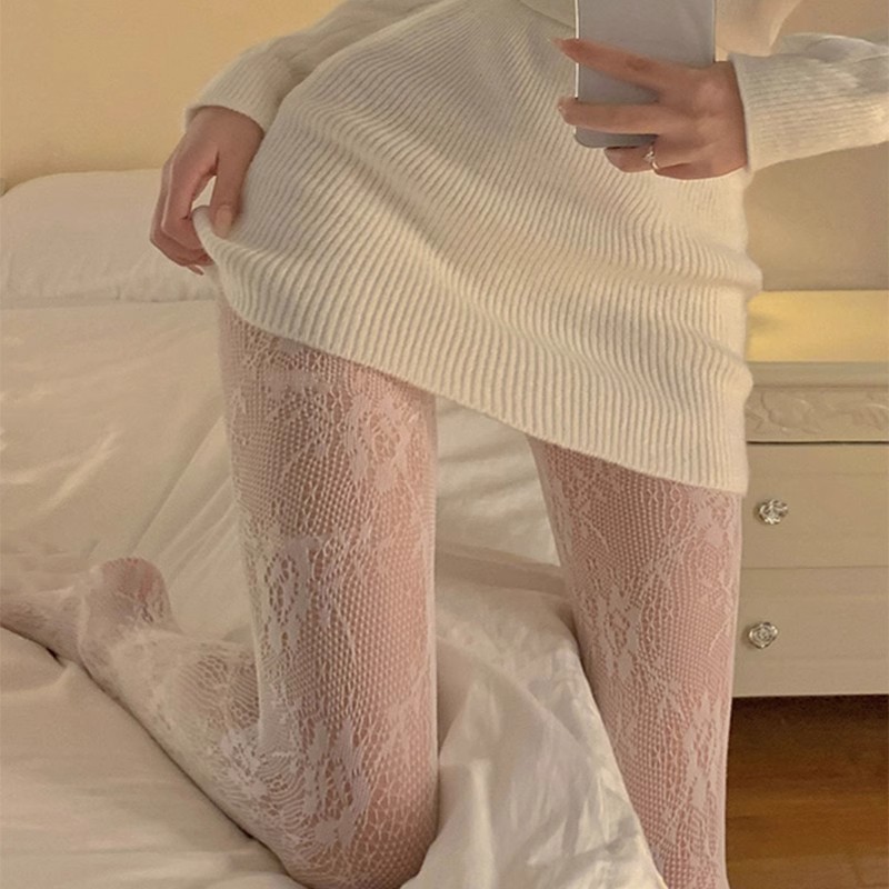 Popular~jk Fishnet stockings, lace stockings, black stockings, hollow-out pantyhose, anti-snag fishn