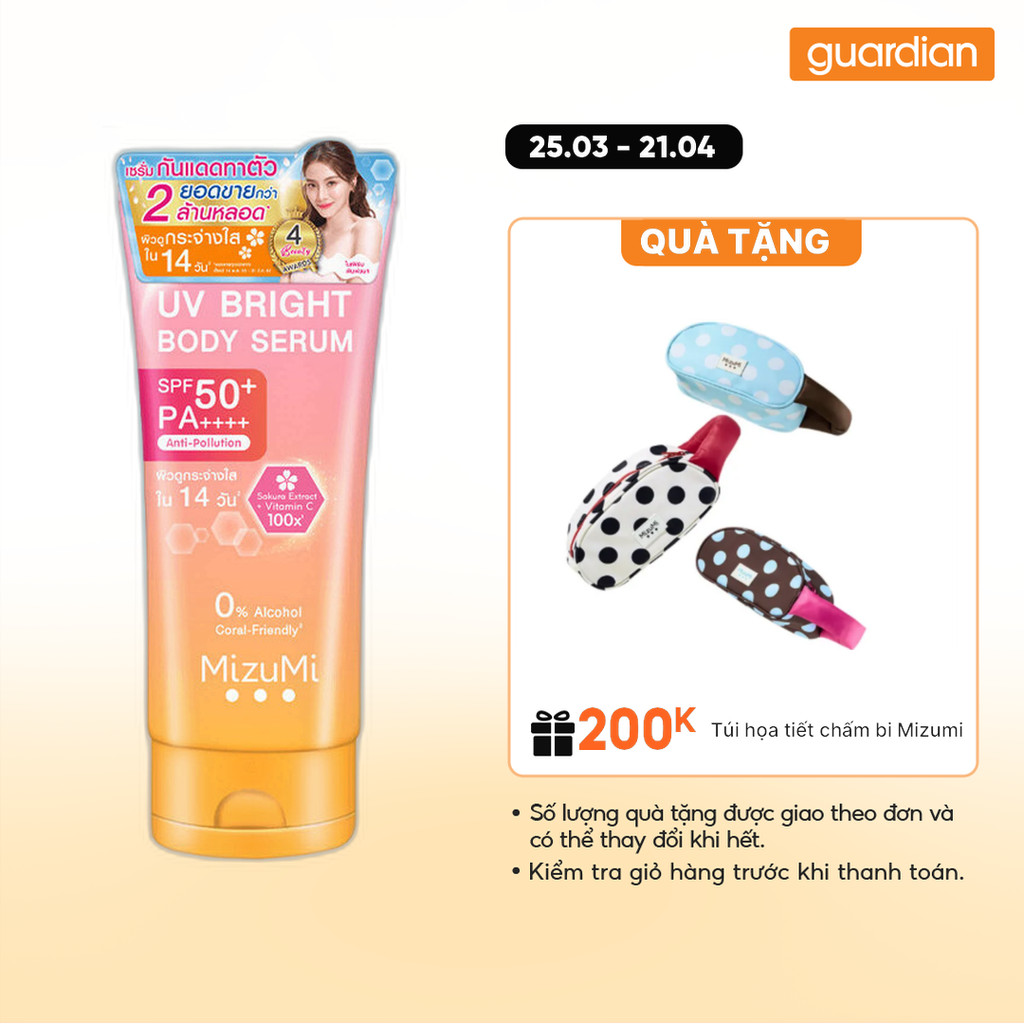 Sữa Dưỡng Thể Chống Nắng UV Mizumi Bright Body Serum SPF50+PA++++ 180ml