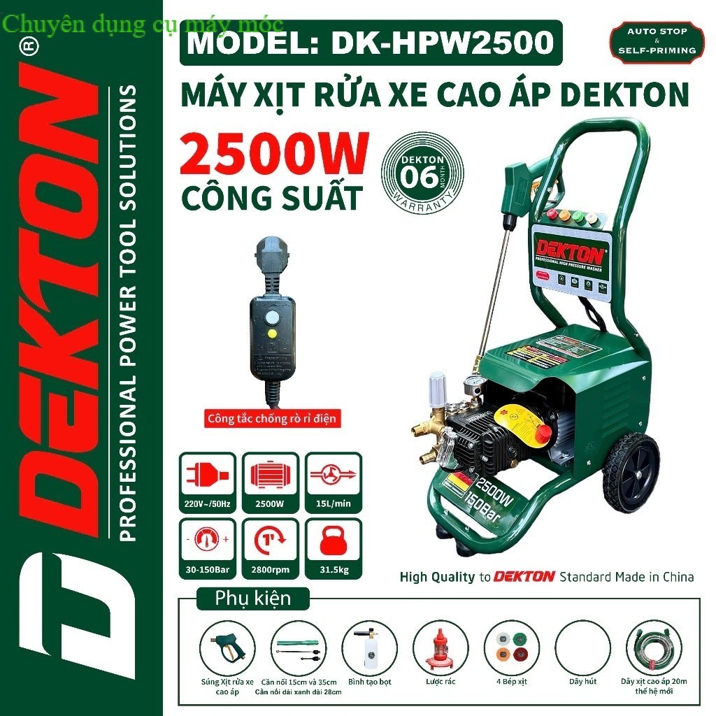 Máy Xịt Rửa Công Nghiệp Cao Áp 2500W - Dekton HPW2500 SHOP DỤNG CU