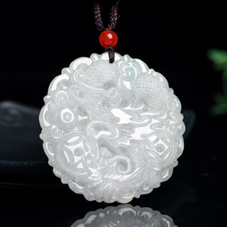 Natural Myanmar a Genuine Jadeite Dragon Pendant, Zodiac Dragon Pendant, Ice Jadeite Ornament, Unisex Four-Hui Jadeite