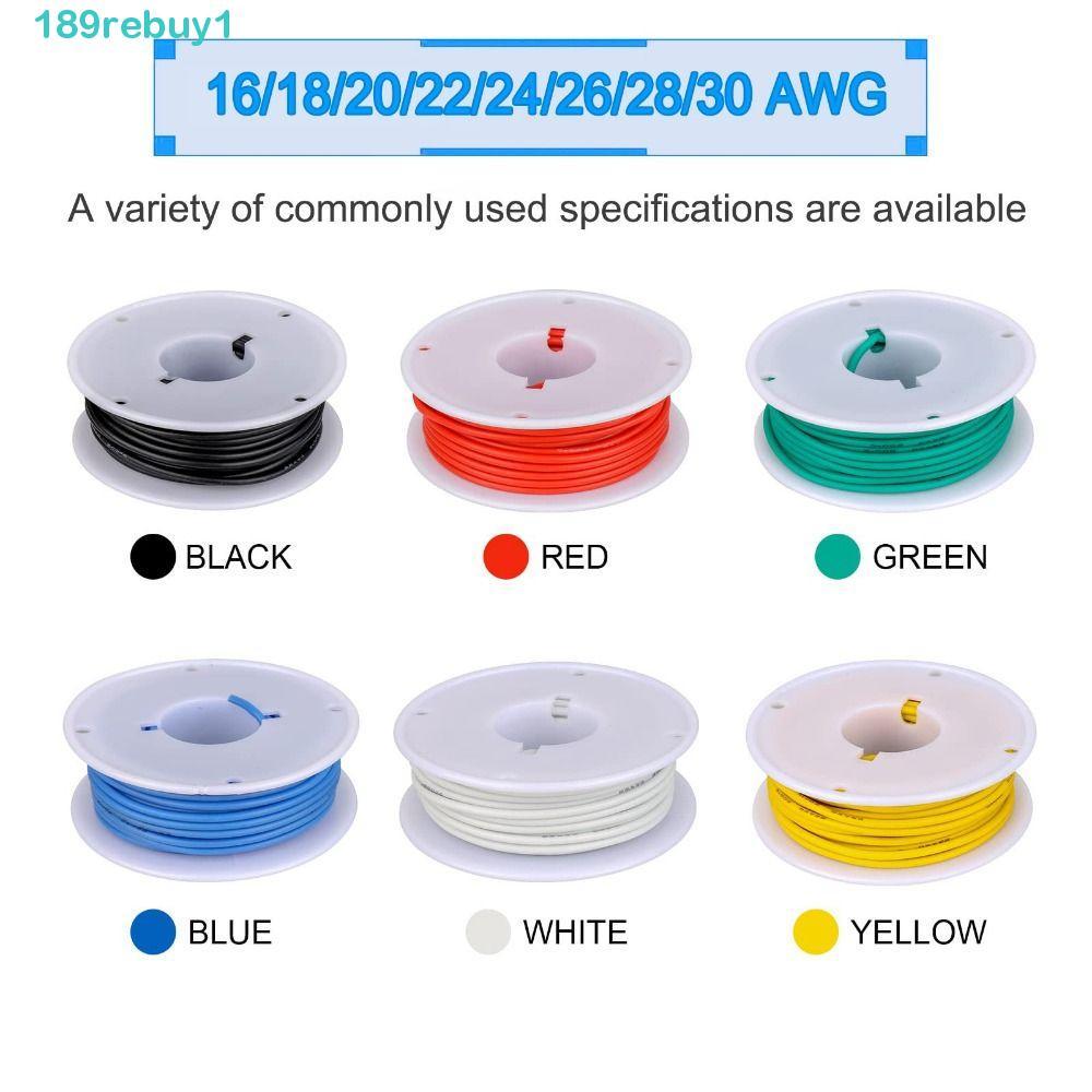 REBUY1 Dây Điện AWG, 6 Màu Cáp Chắc Chắn Dây Silicon Dây Điện, Sử Dụng Rộng Rãi Điện Đa Năng DIY Bộ 
