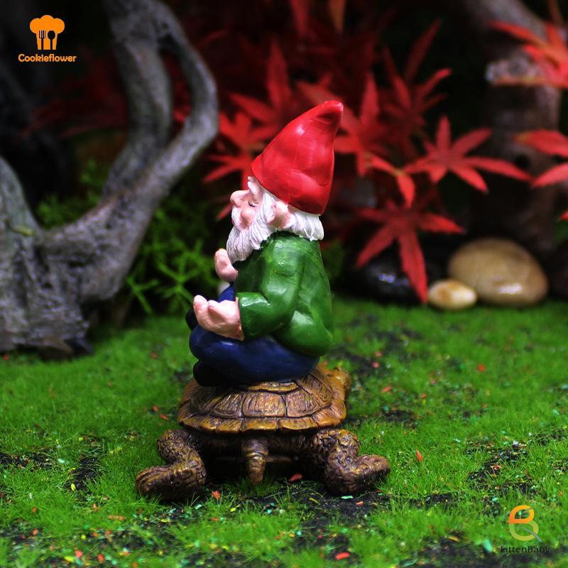 [Mèo con] Vườn Gnome Tượng Gnome Ngộ nghĩnh Gnome Ngồi Trên Rùa Tượng Lùn Trang Trí Mới