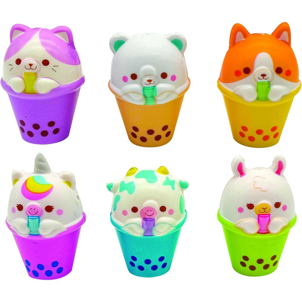 Raymond Geddes Boba Tea Friends Squishies dành cho trẻ em (24 gói) - Động vật Squishy dễ thương với 