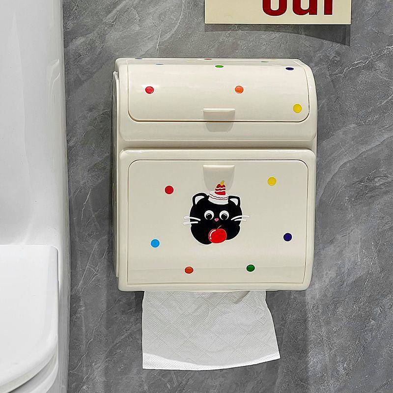 Home Wall-Mounted Tissue Box Bathroom Special Punch-Free Paper Box Storage Rack Waterproof Toilet Pa