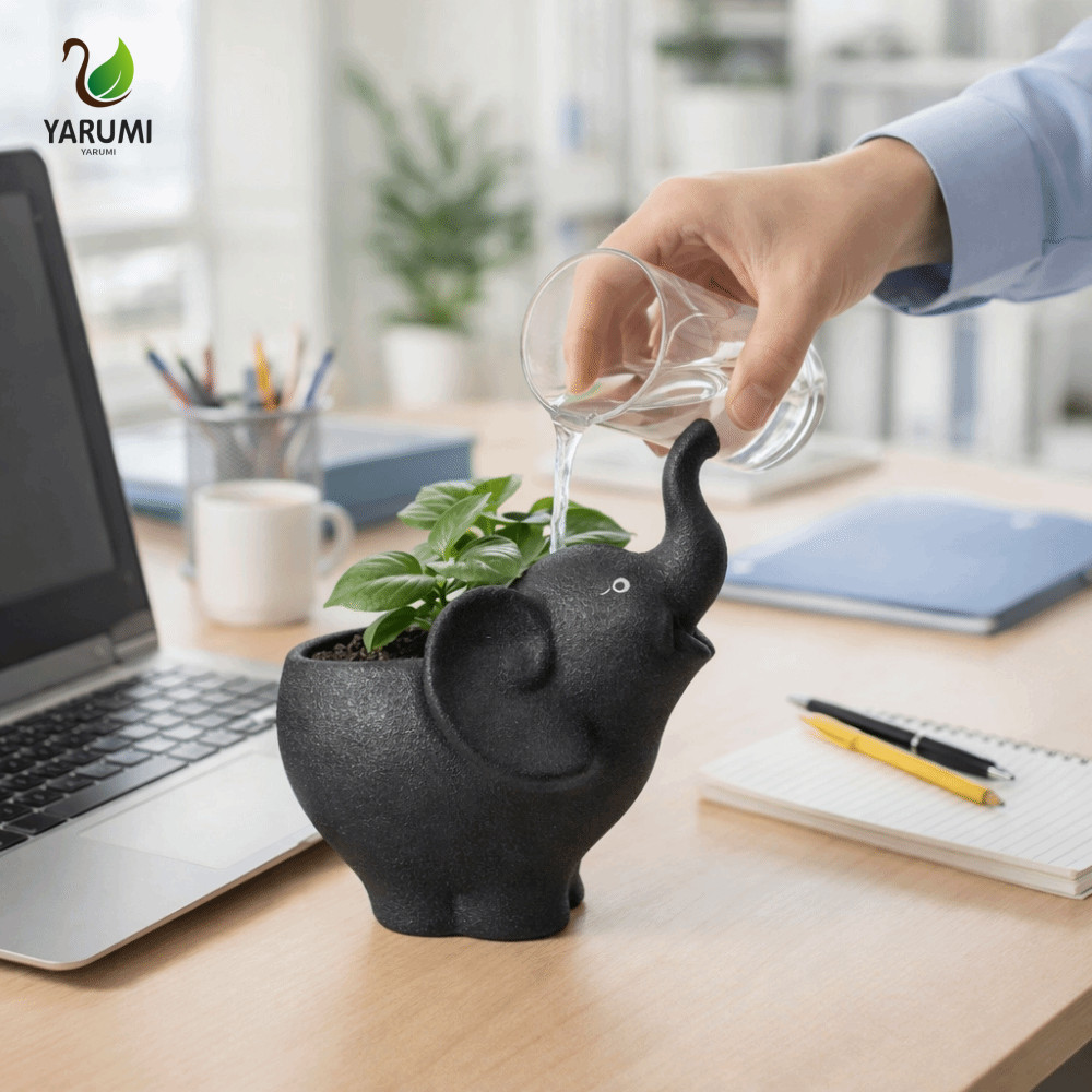 Chậu hoa mọng nước ALISON, Chậu hoa gốm hình con voi tối giản, Chậu vườn Thiết thực dễ thương Chậu c