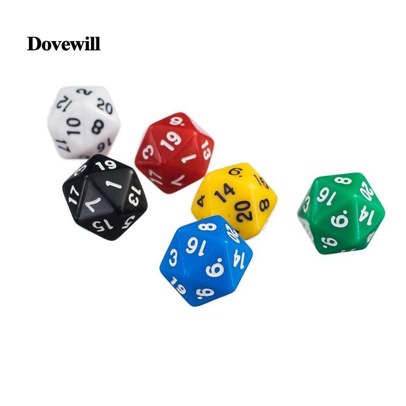Gói 6 D20 Gaming Dice Twenty Sided Die RPG D & D Sáu Màu Sắc Opaque
