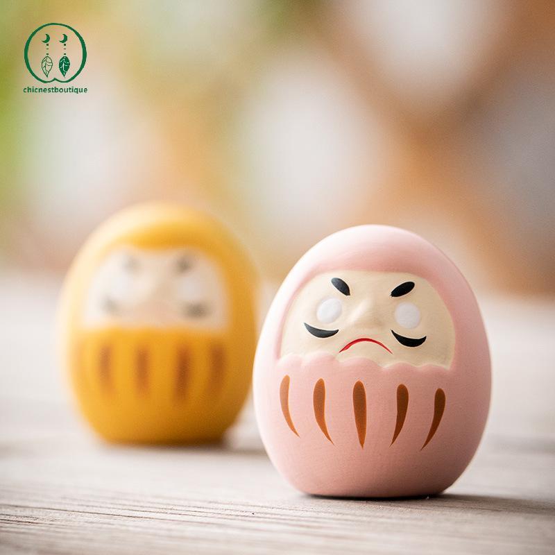 [Chicnest] Tượng Daruma gốm Nhật Bản Daruma Tumbler Thủ công Luy Fortune Trang trí Phong cảnh Búp bê