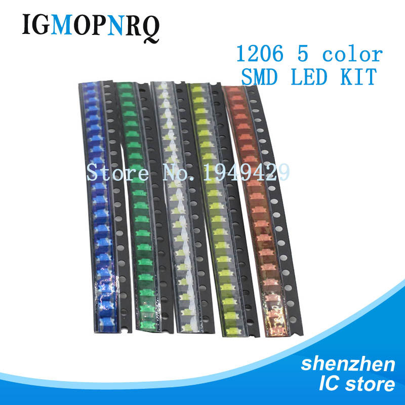 100 chiếc 1206 SMD LED gói gói đèn LED đỏ trắng xanh xanh vàng 1206 led trong kho