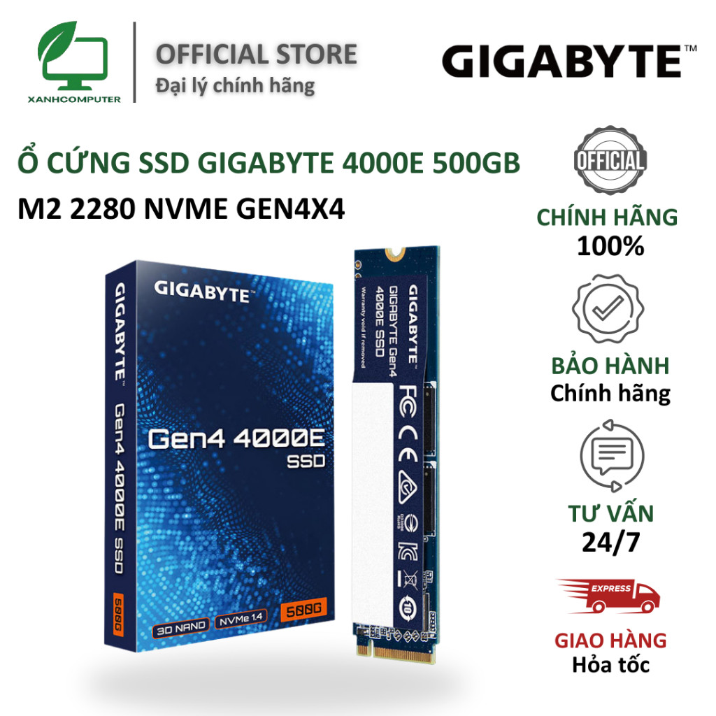 Ổ Cứng SSD GIGABYTE 4000E 500GB M2 2280 NVMe Gen4x4 | Chính Hãng | Bảo Hành 36 Tháng