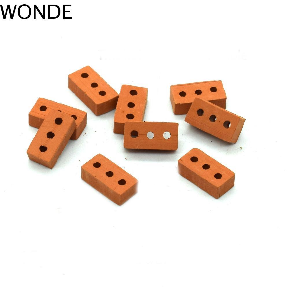 Mô hình gạch mini thật WONDE, 1 / 12 1 / 16 Đồ chơi gạch giả DIY nhỏ, Gạch thu nhỏ bê tông Màu đỏ bề