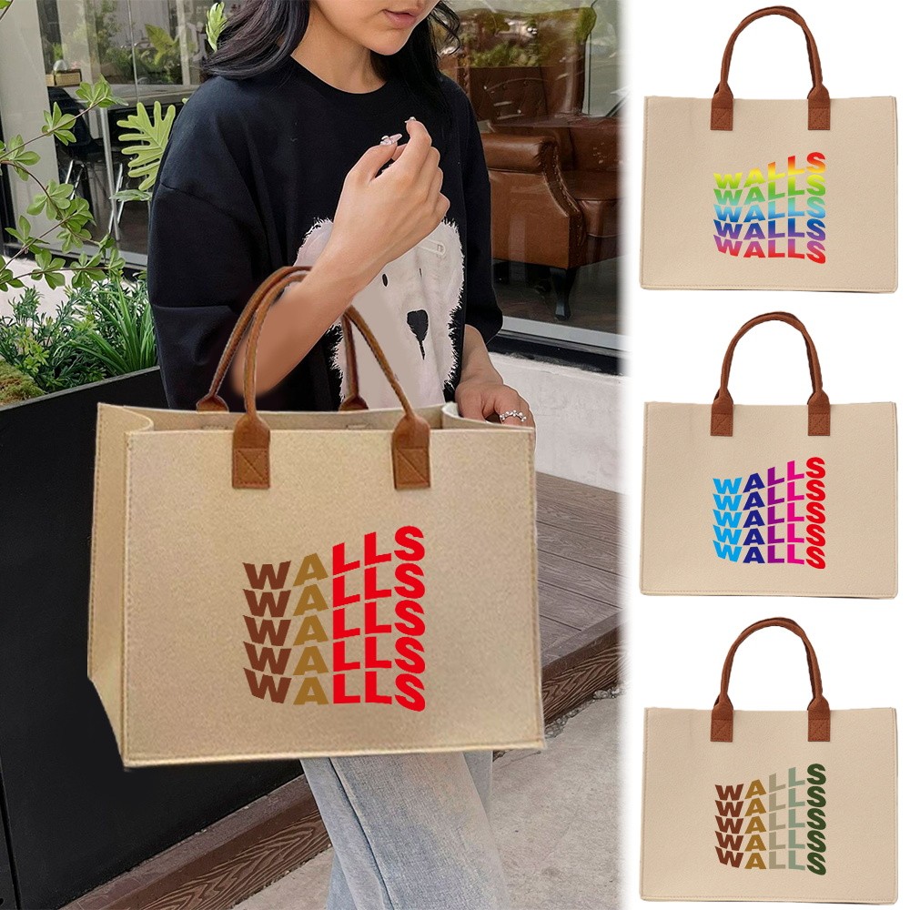 Large felt tote bag Large capacity Exquisite print Thickened In stock Felt tote bag 【Lowest price】 C