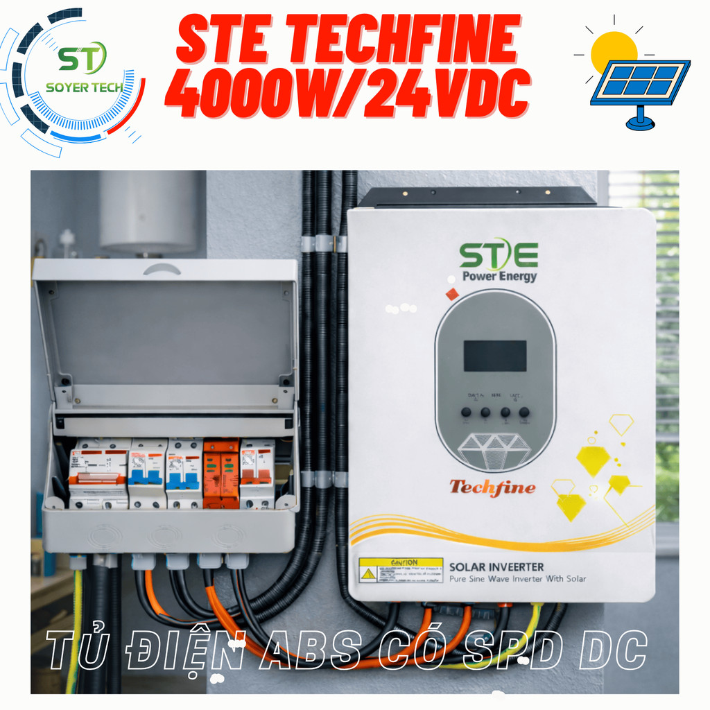 COMBO INVERTER SOLAR STE TECHFINE 4000W/24VDC - TỦ ĐIỆN ABS CÓ SPD DC - CHUYÊN DỤNG DÀNH CHO HỆ NLMT