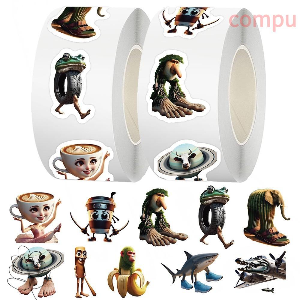 COMPU 500 Cái / Cuộn Phim Hoạt Hình Dán, Thiết Kế Hoạt Hình Brainrot Động Vật Tralalero Tralalala Dá