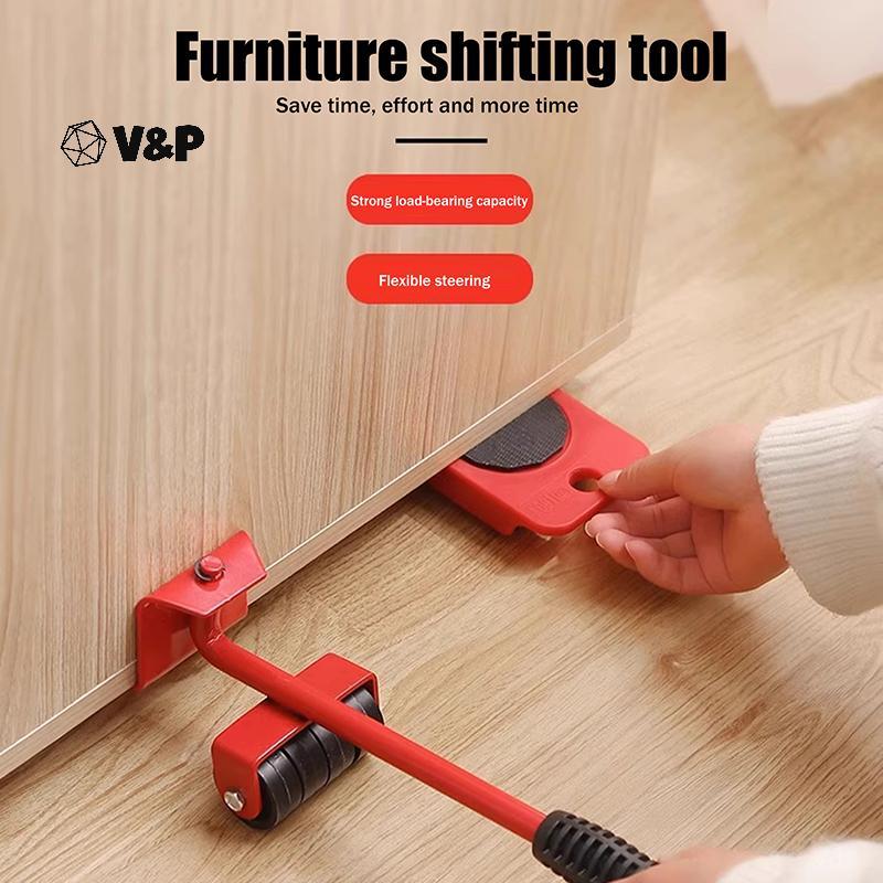 [V & P-t] Bộ dụng cụ nâng đồ nội thất hạng nặng Bộ đồ nội thất Mover 4 Con lăn di chuyển 1 thanh bán