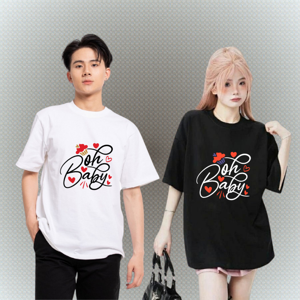 Áo Phông Áo Cộc Nam Nữ Cotton 100%, Valentine - Oh Baby - Form Xuông - VLT.52 [Vietnam FC]