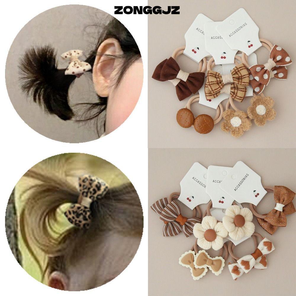 ZONGGJZ - Bộ 10 Dây Buộc Tóc Nơ Cao Su Co Giãn cho Bé Gái và Mũ Đội Đầu Hoa Nơ Dễ Thương