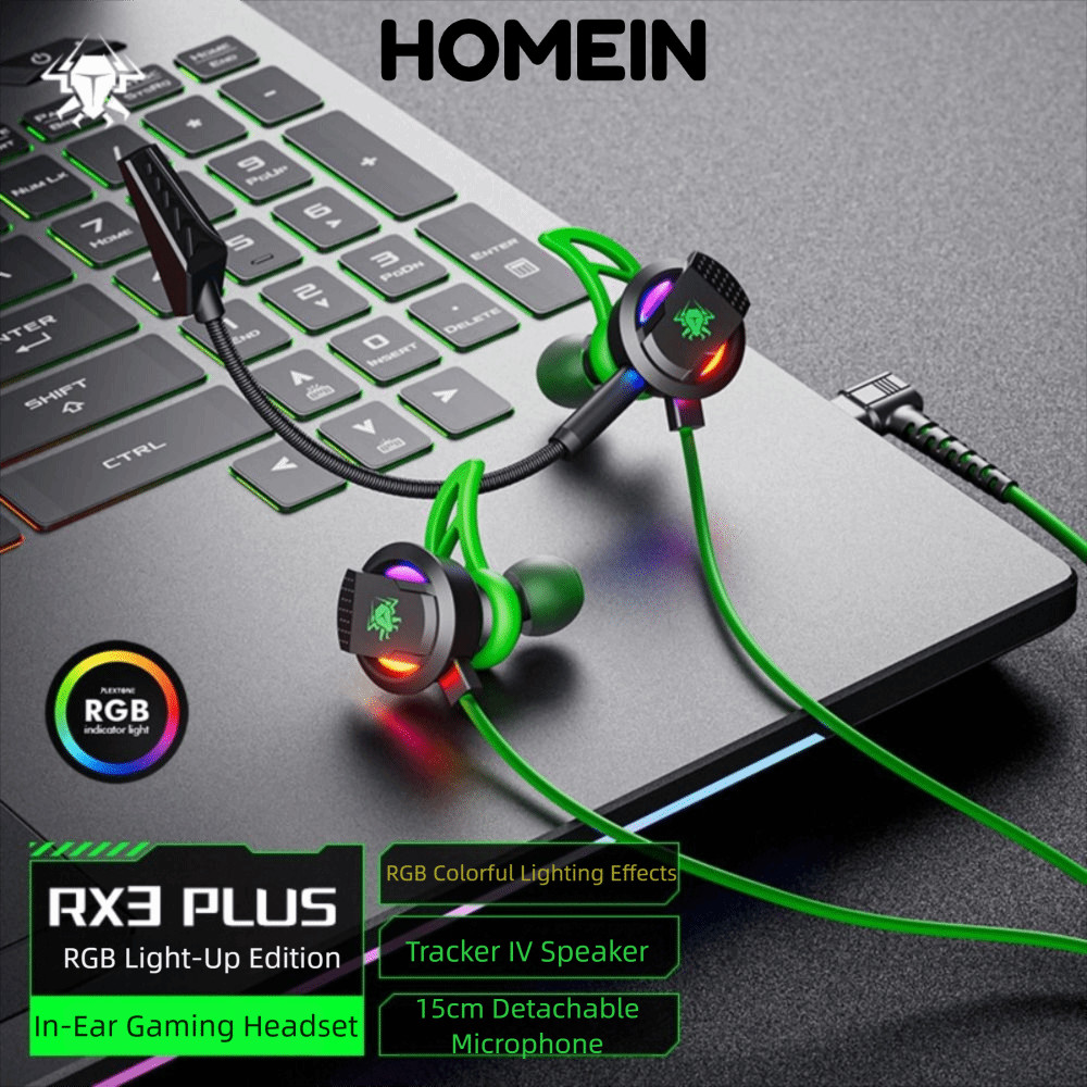 Tai nghe có dây HOMEIN HiFi, Micrô kép Tai nghe chơi game trong tai tích hợp micrô, Tai nghe có dây 